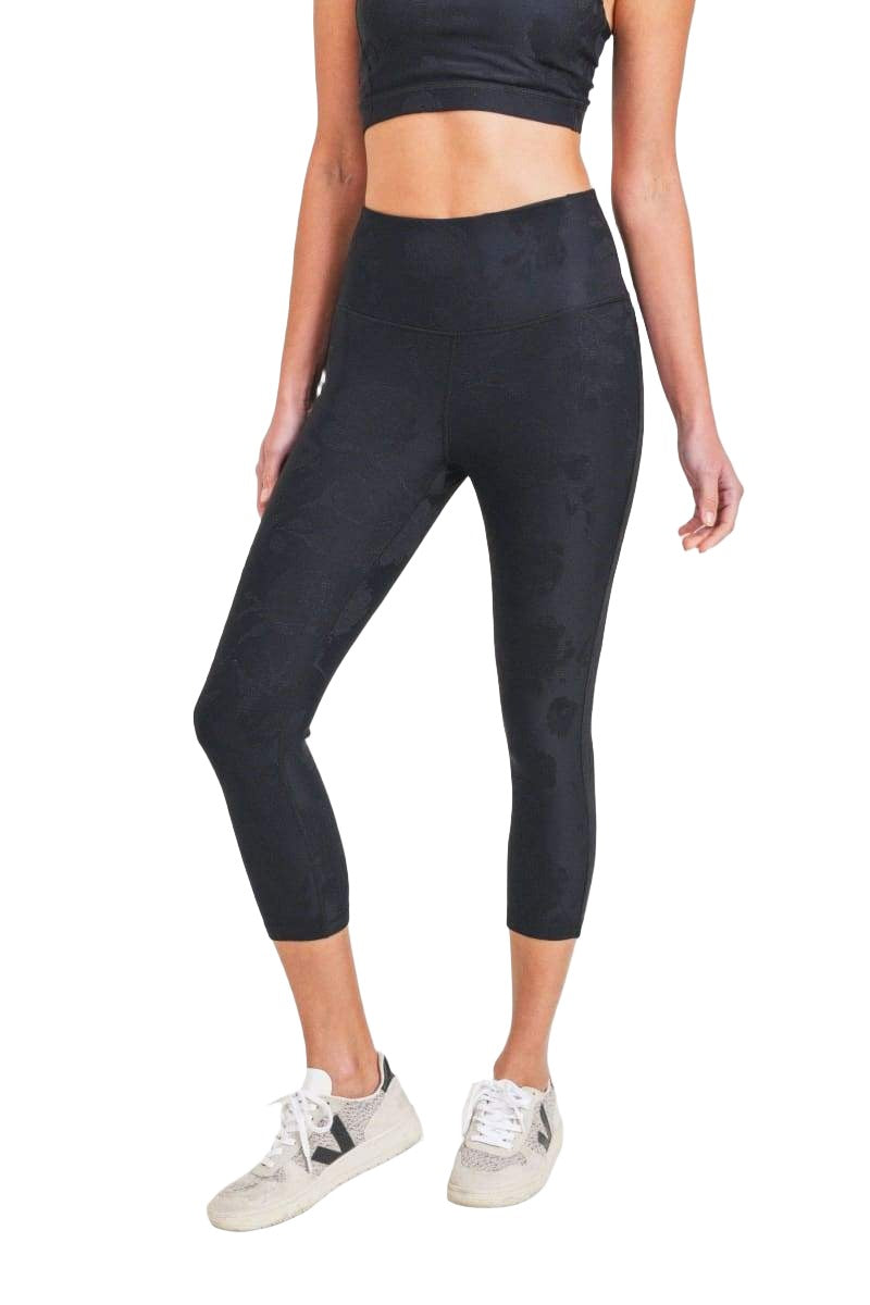 Mono B Textured Roses Jacquard TACTEL Capri APH8068 - Black - Front View