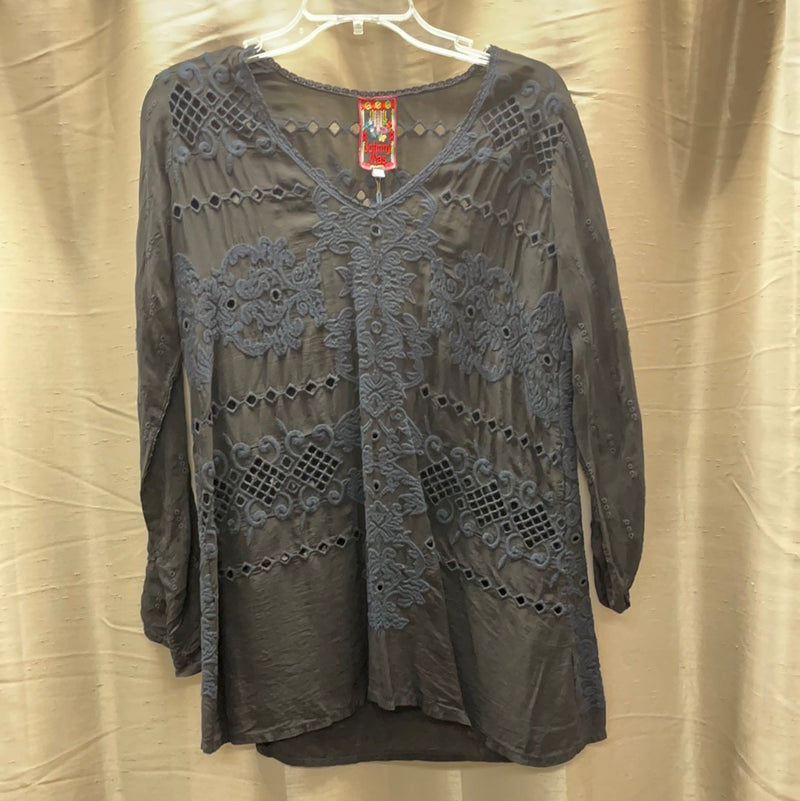 Johnny Was Damask Blouse X Small - Black  - front view