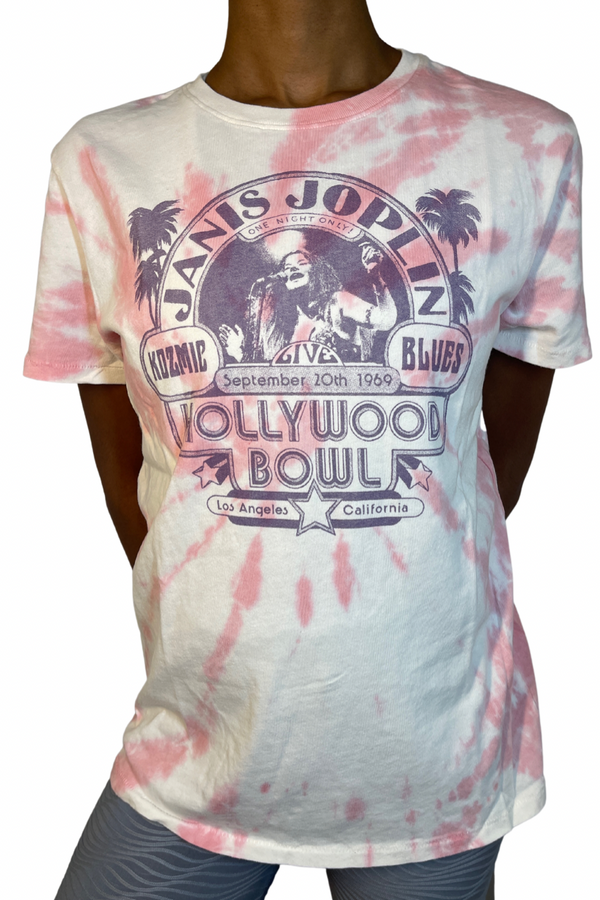 Janis Joplin Concert Tee by Junk Food Pink Tye Dye