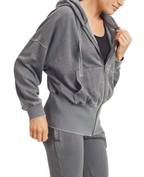 Mono B Fleece Hoodie Jacket KJ11571 - Black - side view