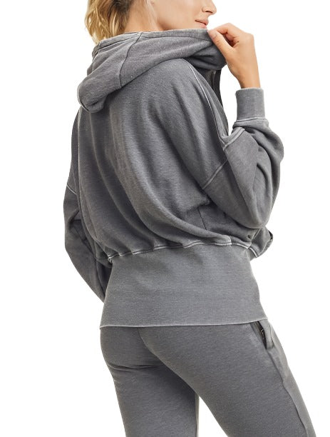 Mono B Fleece Hoodie Jacket KJ11571 - Black - rear view