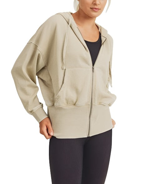 Mono B Fleece Hoodie Jacket KJ11571 - Natural - front view