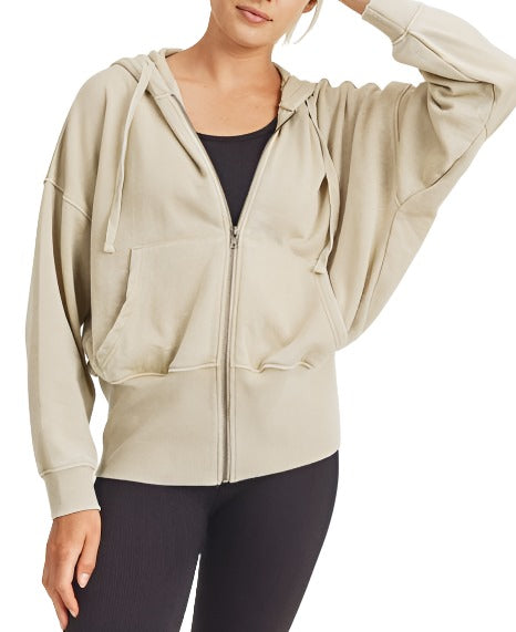Mono B Fleece Hoodie Jacket KJ11571 - Natural - front alt view