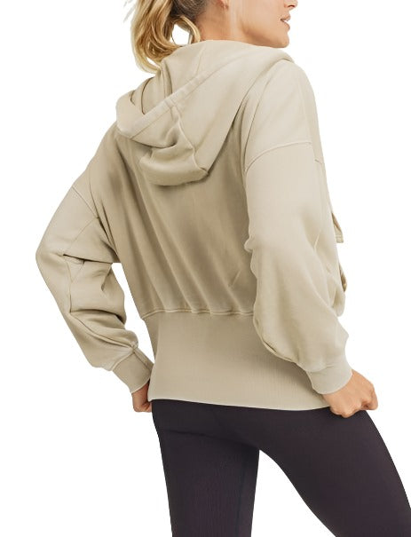 Mono B Fleece Hoodie Jacket KJ11571 - Natural - rear view