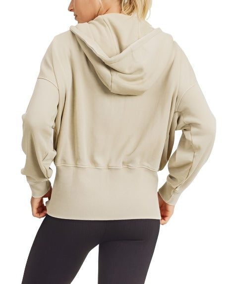 Mono B Fleece Hoodie Jacket KJ11571 - Natural - rear alt view