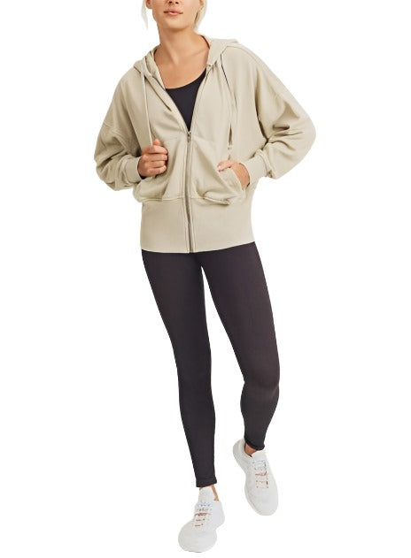 Mono B Fleece Hoodie Jacket KJ11571 - Natural - front alt view 2