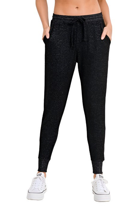 Mono B Cargo Hacci Sweatpants KP11289 - Black  -  front view