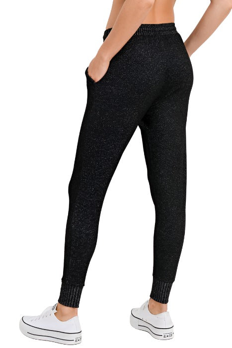 Mono B Cargo Hacci Sweatpants KP11289 - Black  -  rear view