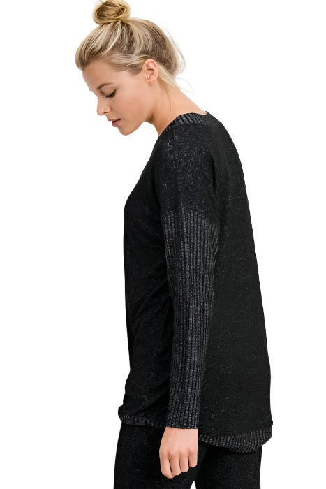 Mono B V Neck Hacci Sweater KT11253 - Black - side alt view