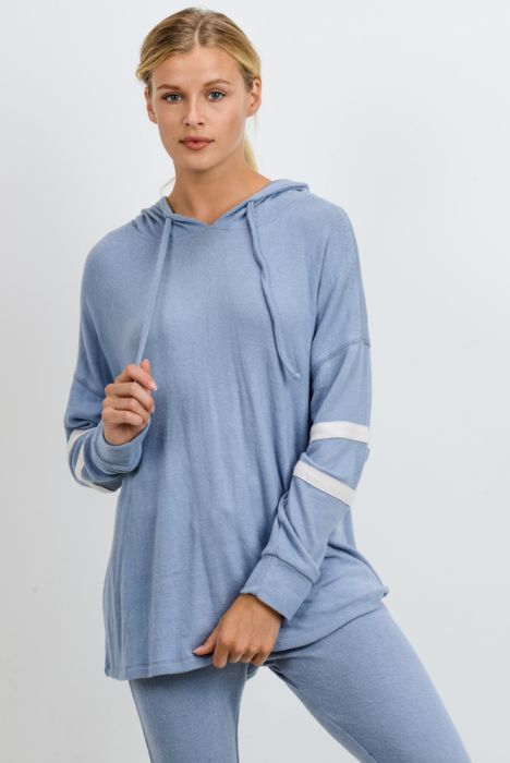 Mono B Pull Over Hoodie KT1283 - Light blue - front view