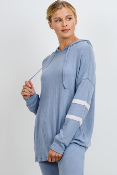Mono B Pull Over Hoodie KT1283 - Light blue - side  view