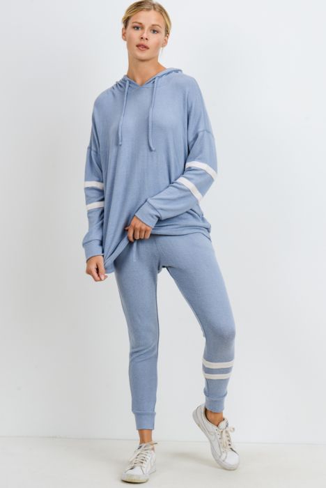 Mono B Pull Over Hoodie KT1283 - Light blue - front alt view  2