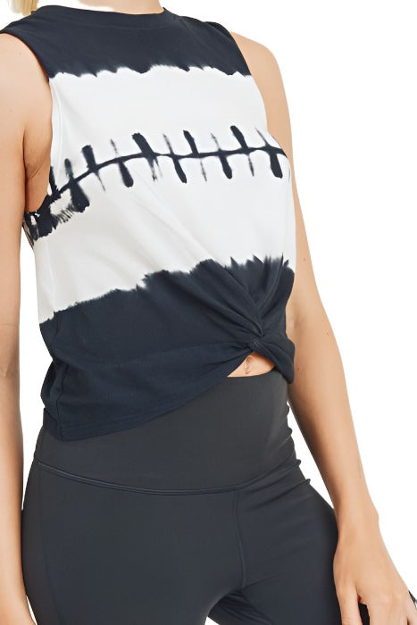 Mono B. Twisted Tie Dye Tank KT11412 - Black/TieDye   -  front alt view