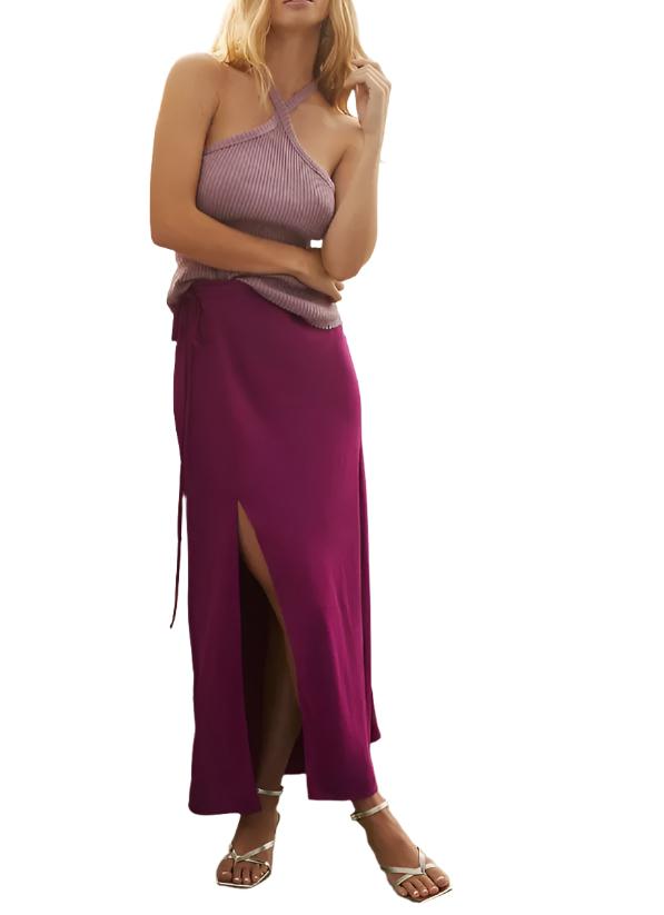 TLA Ribbed Halter Top - Lilac - Front Full View