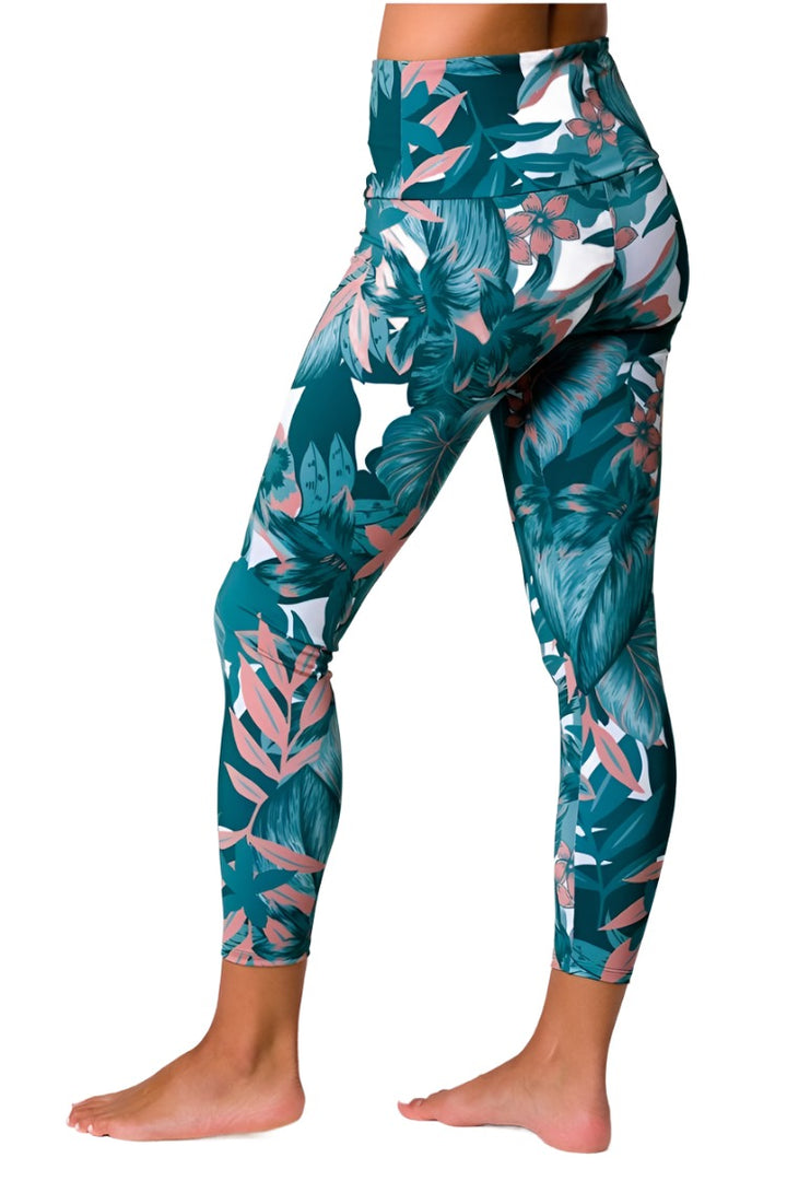 Onzie Flow Highrise Basic Midi 2029 and Plus - Tropical Camo - Side View
