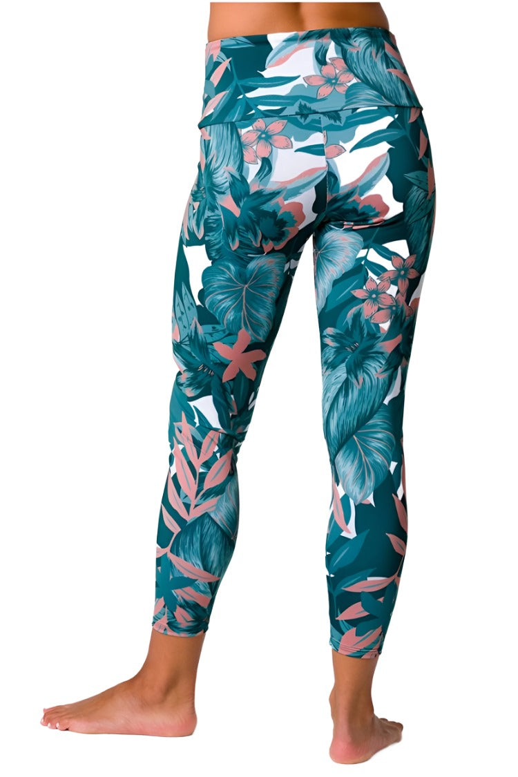 Onzie Flow Highrise Basic Midi 2029 and Plus - Tropical Camo - Back View