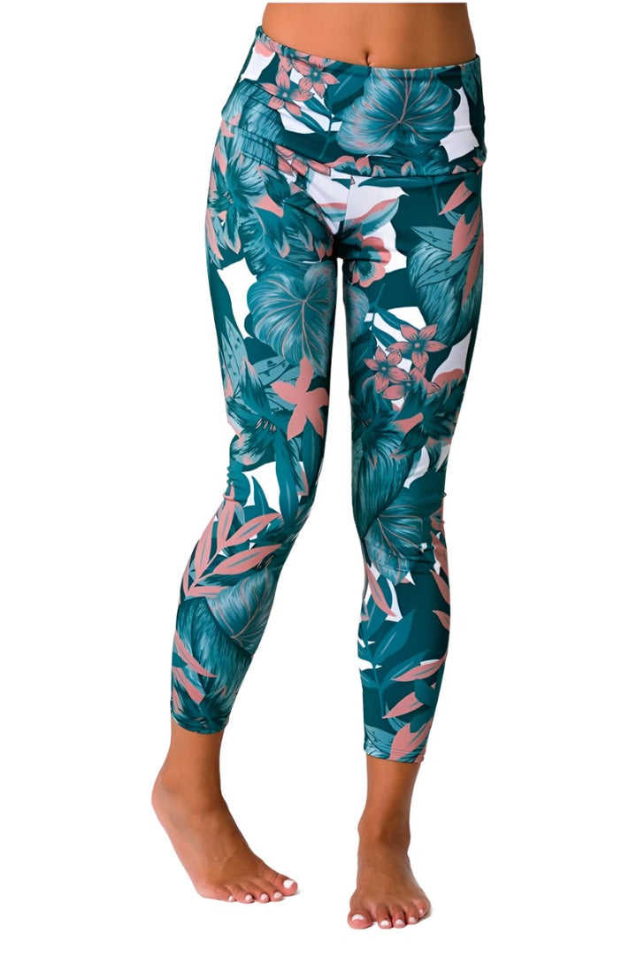 Onzie Flow Highrise Basic Midi 2029 and Plus - Tropical Camo - Front View