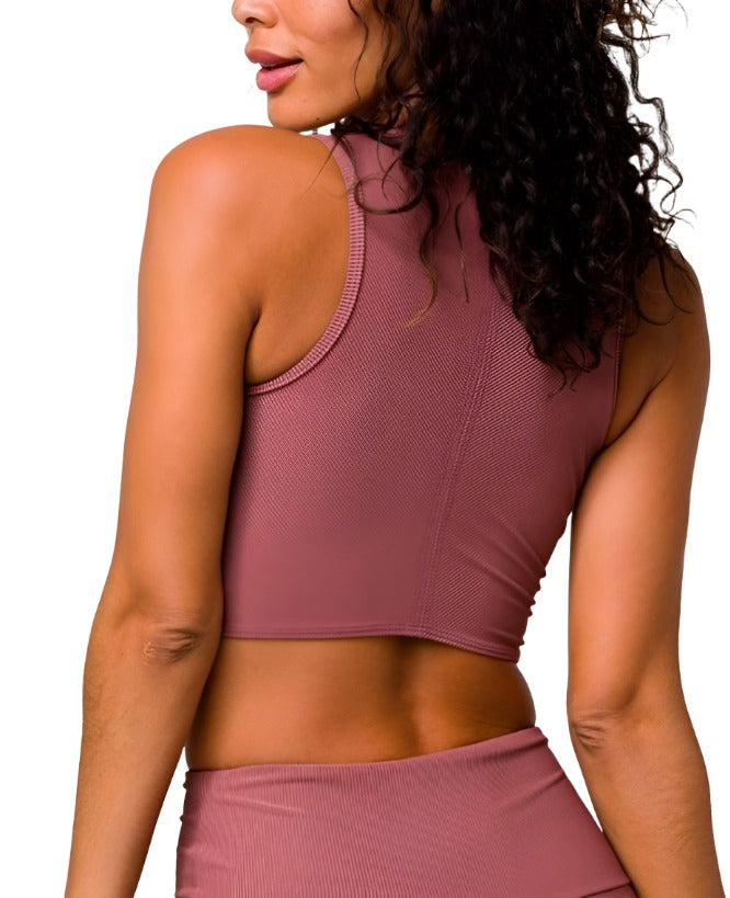 3726-TEAR-2-3726-TEAROnzie Front Twist Cropped Top 3726 - Toast - rear view