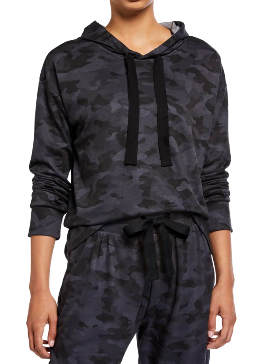 Onzie Yoga New Cowl Neck Top 3749 - Black Grey Camo - front view