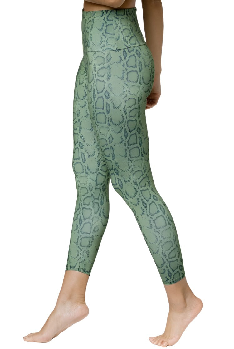 Onzie Flow Highrise Basic Midi 2029 and Plus - Olive Cobra - Side View