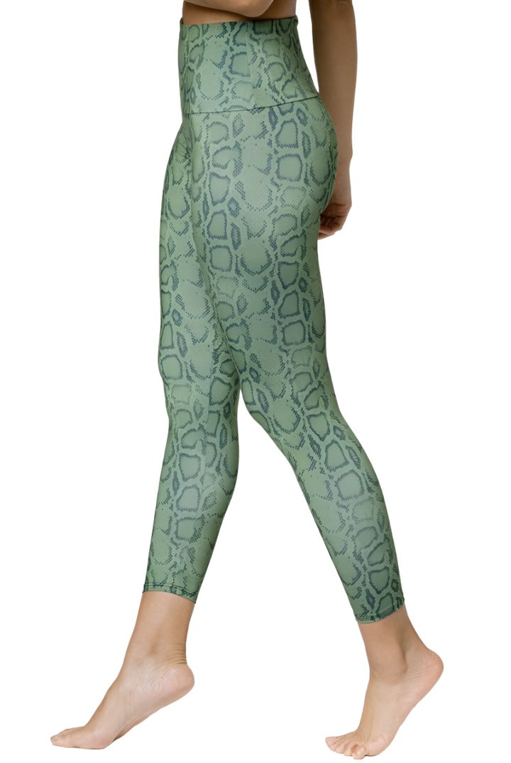 Onzie Flow Highrise Basic Midi 2029 and Plus - Olive Cobra - Side View