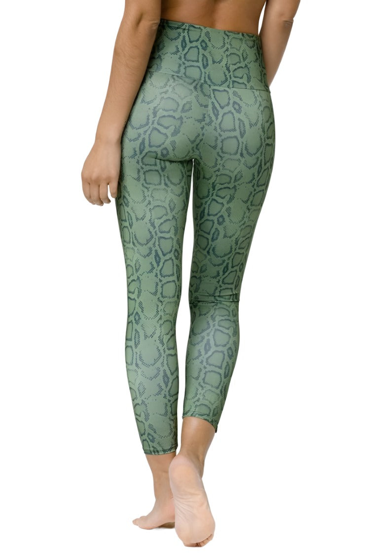 Onzie Flow Highrise Basic Midi 2029 and Plus - Olive Cobra - Back View