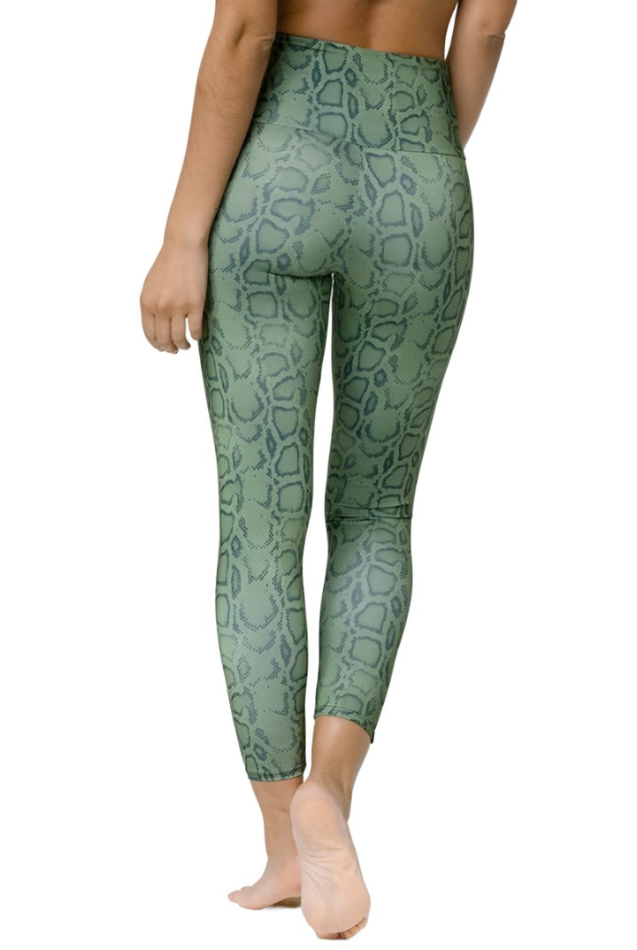 Onzie Flow Highrise Basic Midi 2029 and Plus - Olive Cobra - Back View