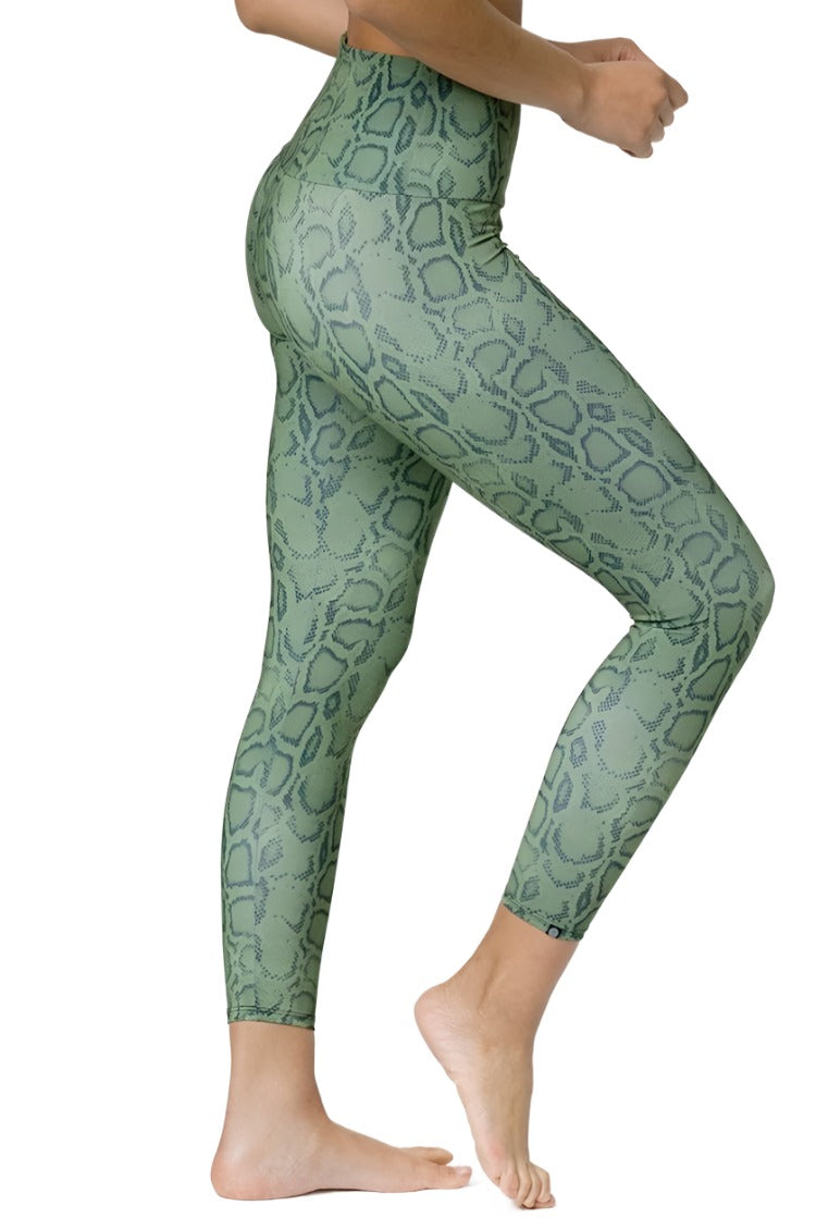 Onzie Flow Highrise Basic Midi 2029 and Plus - Olive Cobra - Side View