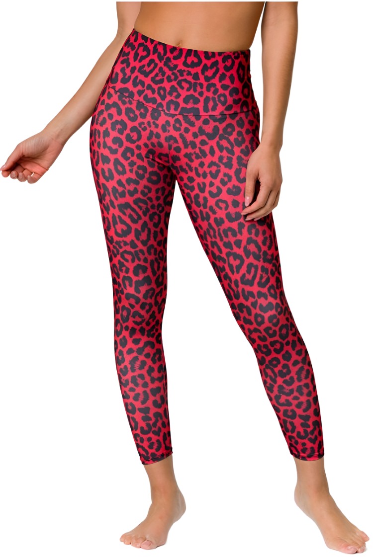 Onzie Flow Highrise Basic Midi 2029 and Plus - Red Leopard - Front View