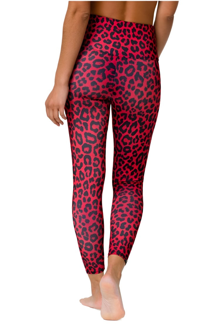 Onzie Flow Highrise Basic Midi 2029 and Plus - Red Leopard - Back View
