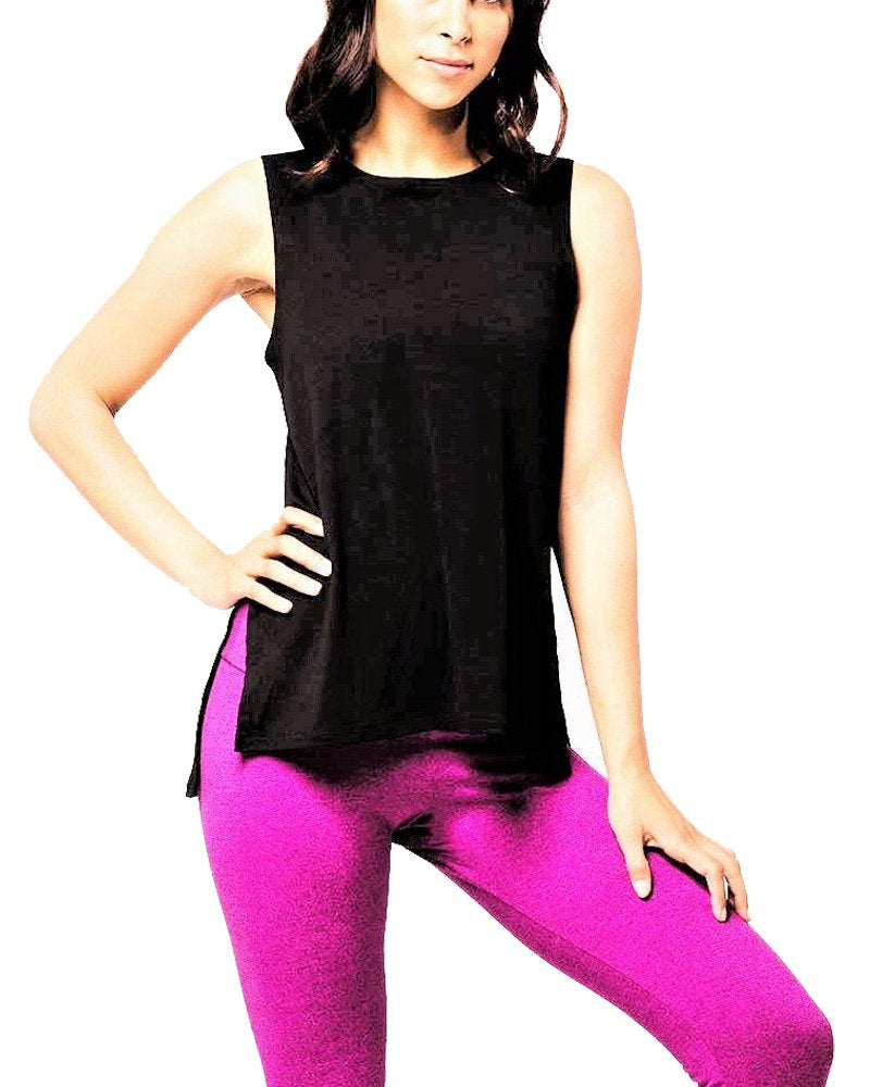 Onzie Hot Yoga Open Back Top 3059 Black - front alt view