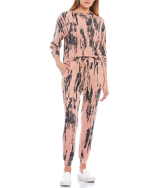Fornia Peach Tie Dye Lounge Set - front view