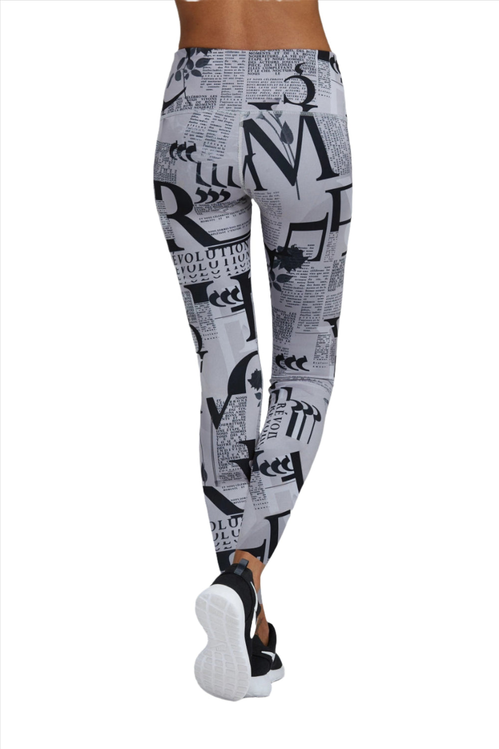 Noli Yoga Revo Legging News Paper Print -  Grey - rear view
