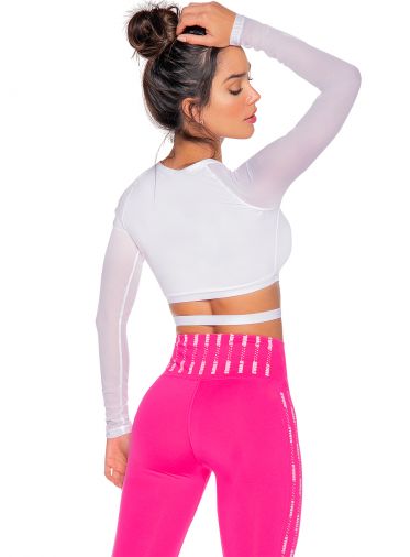 Babalu 9760 Crop Long Sleeve Top with Band
