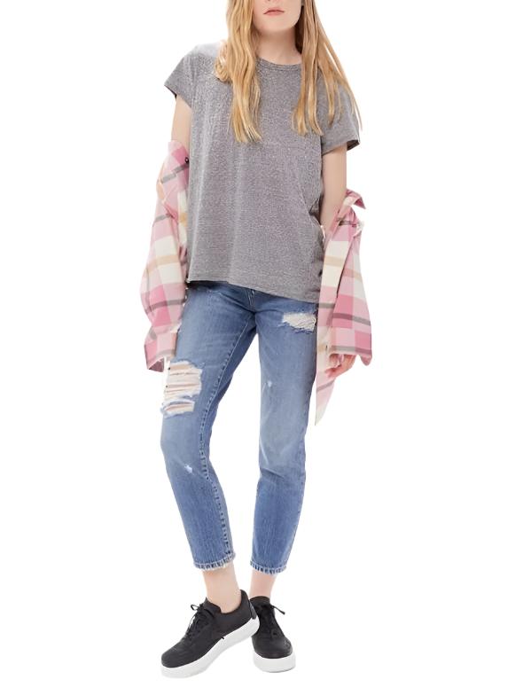 TMD Round-Neck Pocket Tee - Heather Grey - Front View