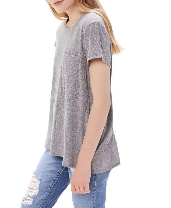 TMD Round-Neck Pocket Tee - Heather Grey - Side View