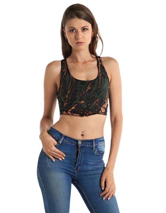 Kathmandu Lace Back Bralette Top - Green - Front View
