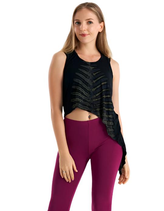 Kathmandu Tie Dye Slanted Crop Top - Blue - Front View 