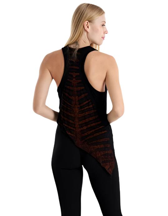 Kathmandu Tie Dye Slanted Crop Top - Brown - Back View