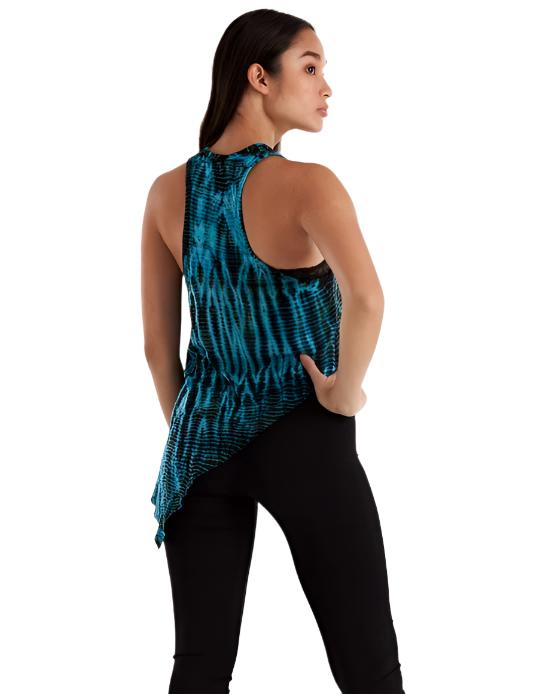 Kathmandu Tie Dye Diagonal Cut Tank - Blue - Back View 