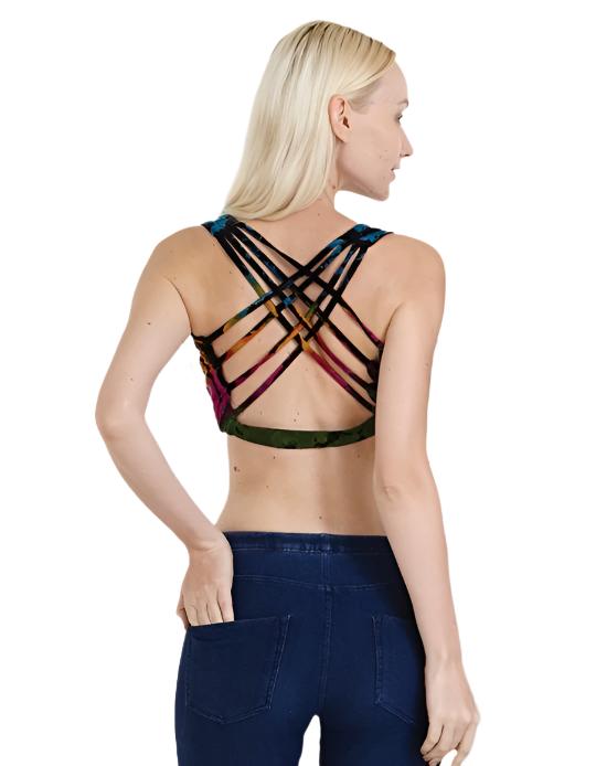 Kathmandu Tie Dye Cross Back Top - Green - Back View