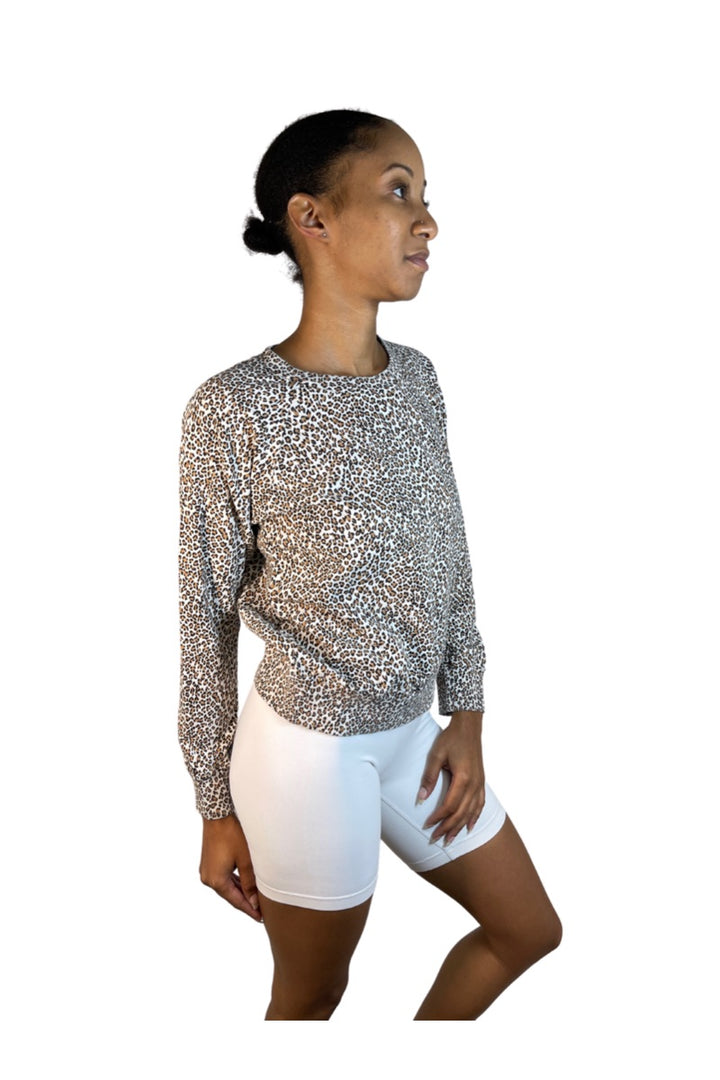 TLA Petite Crew Neck Leopard Print Sweatshirt