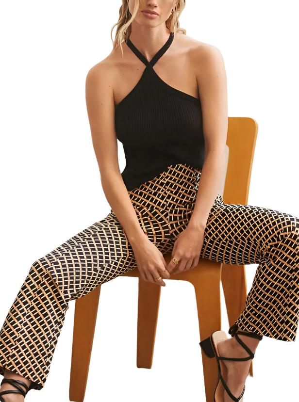 TLA Ribbed Halter Top - Black - Sitting View