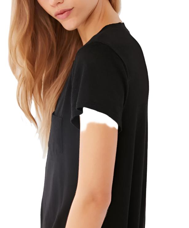TMD Round-Neck Pocket Tee - Black - Side View