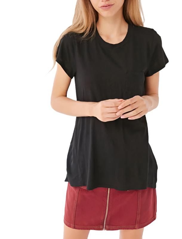 TMD Round-Neck Pocket Tee - Black - Front View