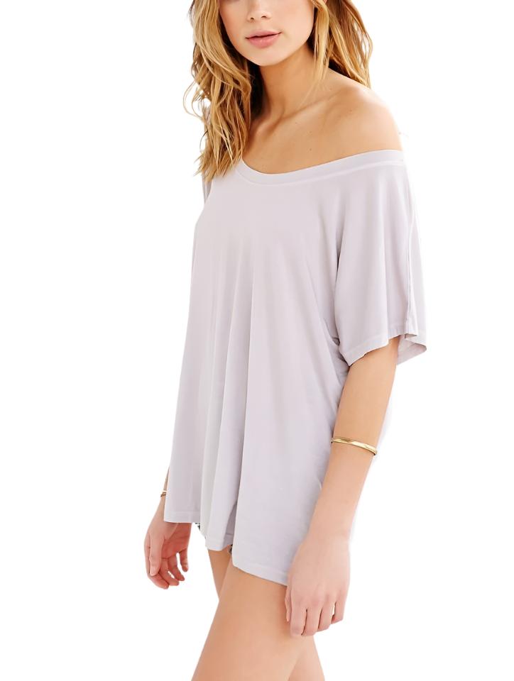 Truly Madly Deeply Off the Shoulder Tee Shirt - Lilac  - side view