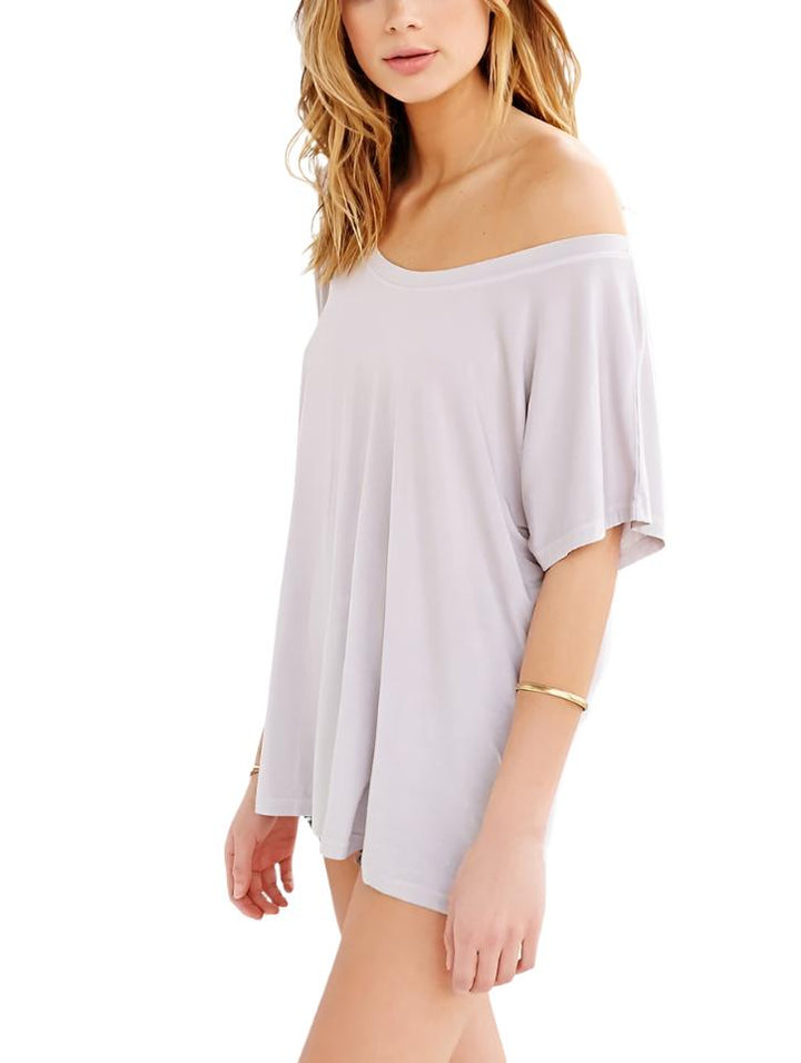 Truly Madly Deeply Off the Shoulder Tee Shirt - Lilac  - side view