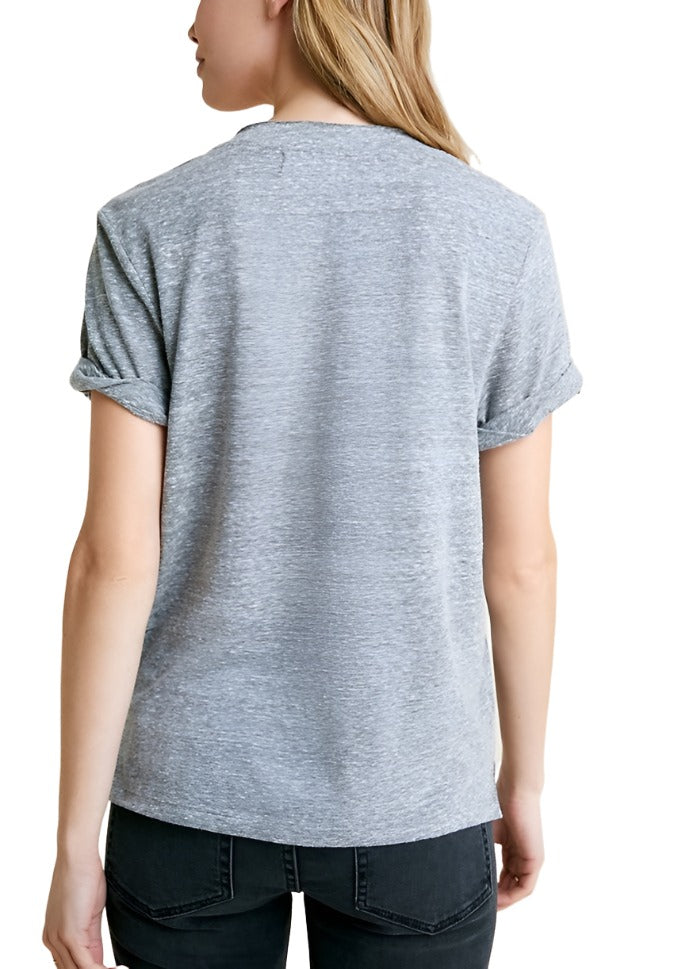 TLA V-Neck Tee Shirt with Pocket - Heather Gray - rear view