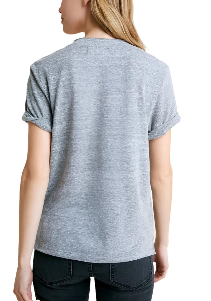 TLA V-Neck Tee Shirt with Pocket - Heather Gray - rear view