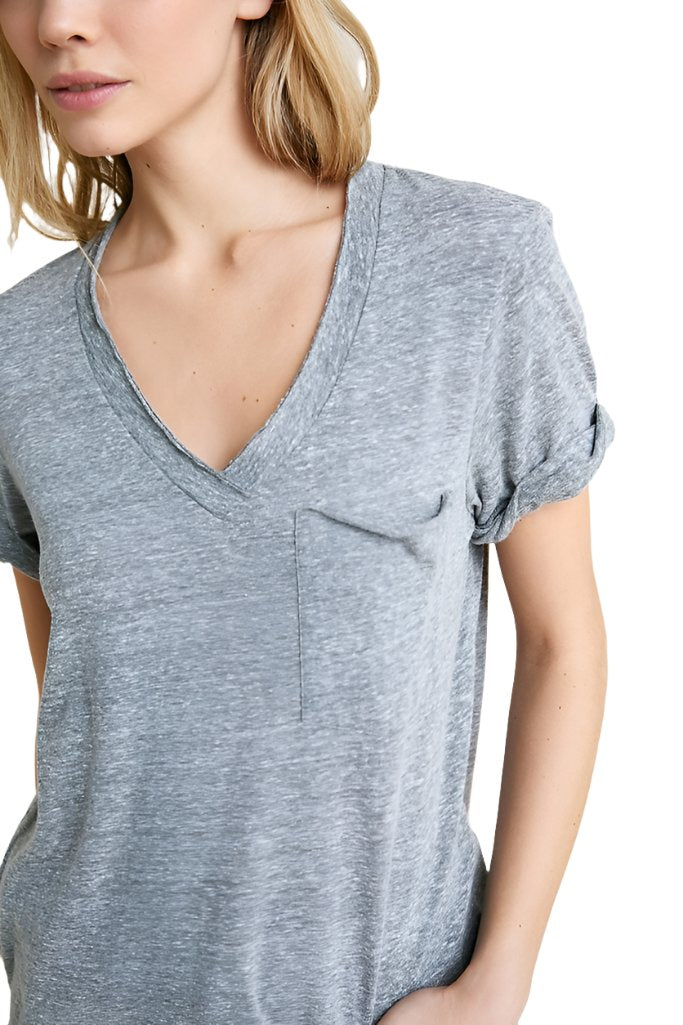 TLA V-Neck Tee Shirt with Pocket - Heather Gray - front alt view 1